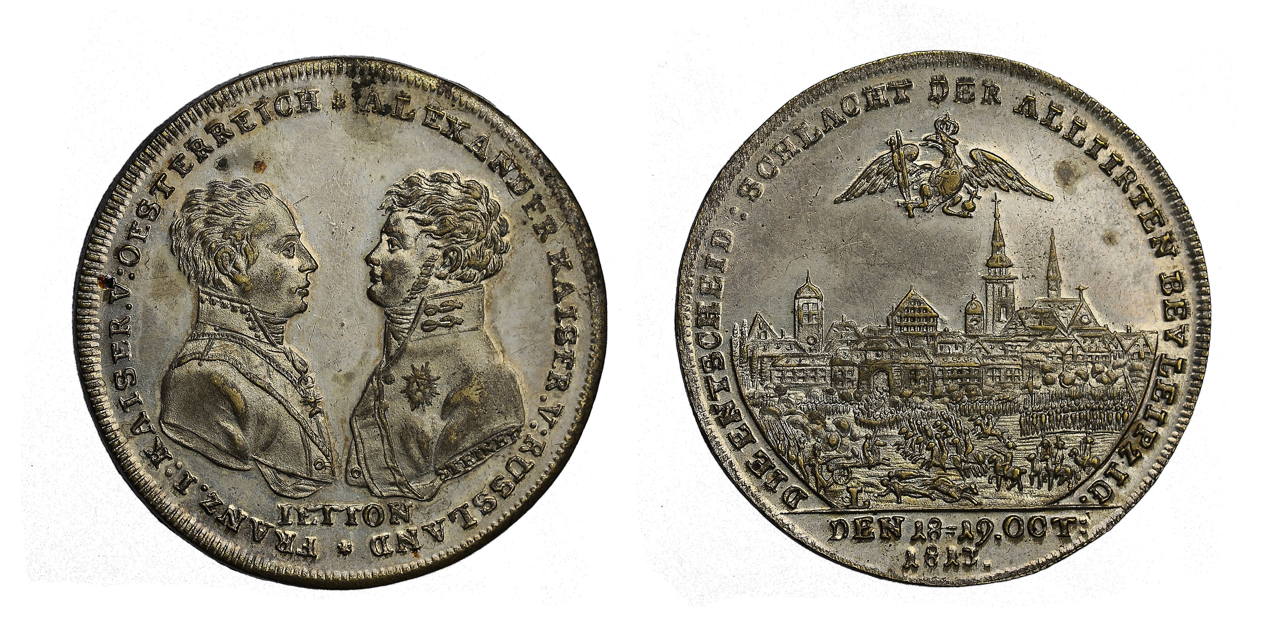 213. Настольная медаль (жетон) «В память битвы при Лейпциге. 1813 г.»