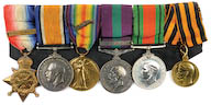 195. Наградная колодка английского офицера с шестью медалями. Великобритания, первая и вторая мировая война: