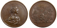 12. Настольная медаль «В  честь взятия 4-х шведских фрегатов около острова Гренгам. 27 июля 1720 г.»